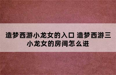 造梦西游小龙女的入口 造梦西游三小龙女的房间怎么进